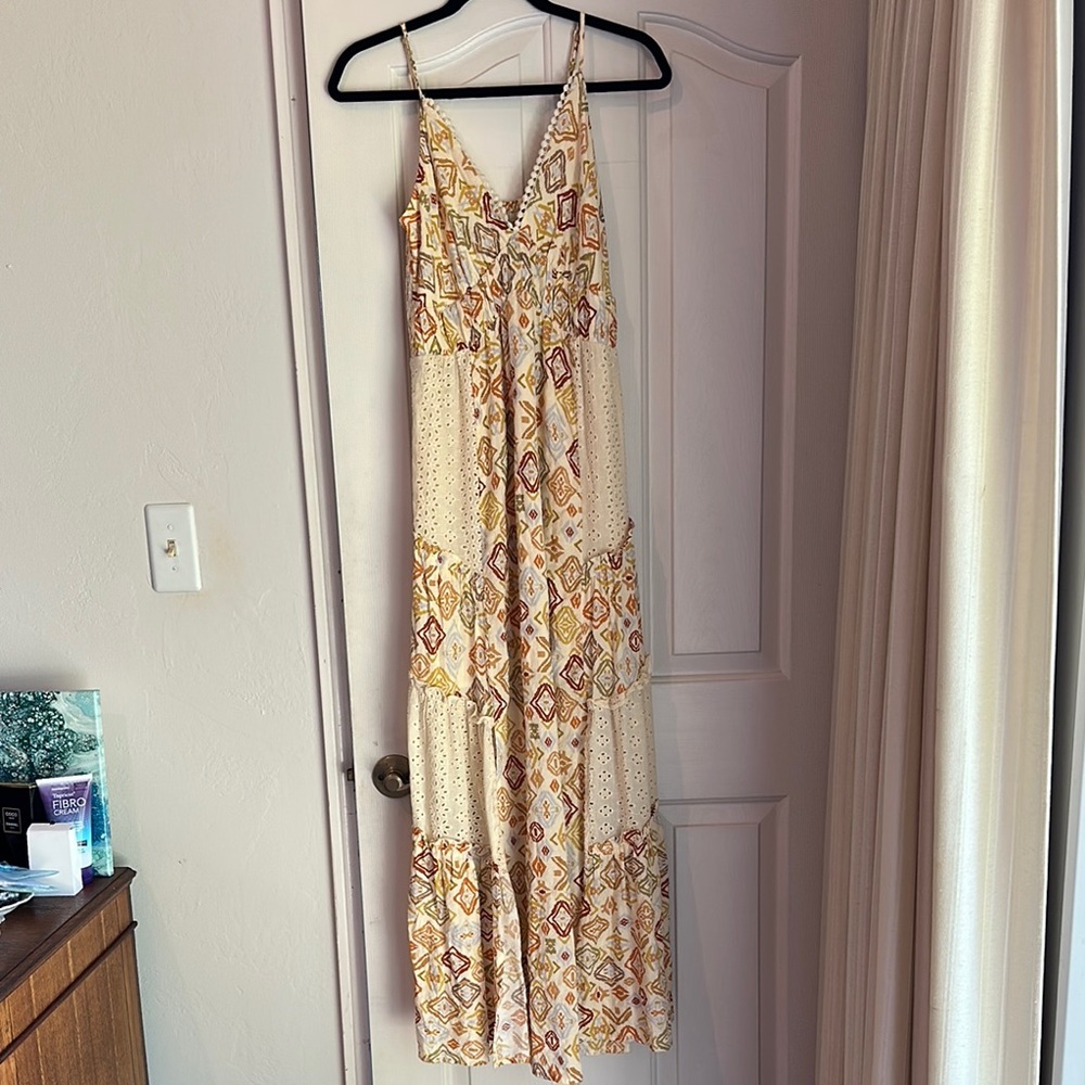 ILLA ILLA Cream Ruffled Tiered Maxi Sundress